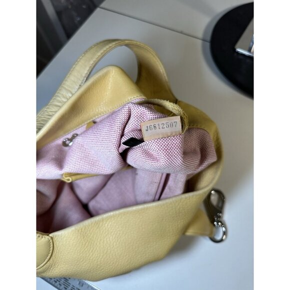 DOONEY & BOURKE Belvedere Logo Duck Lock Clip Hobo Shoulder Bag Yellow Leather - Picture 4 of 10